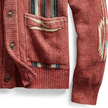 Men's Vintage Knit Cardigan | Classic Jacquard Patterns | Lapel Collar | Single Breasted | Long Sleeves | Soft Cotton Acrylic Blend | Functional Pockets | Versatile Style for Semi-Formal & Casual Wear