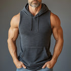 Men's Hooded Tank Top | Summer Cotton Linen Blend | Breathable Sportswear | Sleeveless Casual Activewear | Lightweight and Functional | Cool Comfort