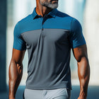 Men's Athletic Polo Shirt | Patchwork Design | Quick-drying Breathable Fabric | Moisture-wicking for Sports & Casual Wear | Short Sleeves | Classic Collar | Available in Sizes S to XXXL | Golf & Gym Apparel