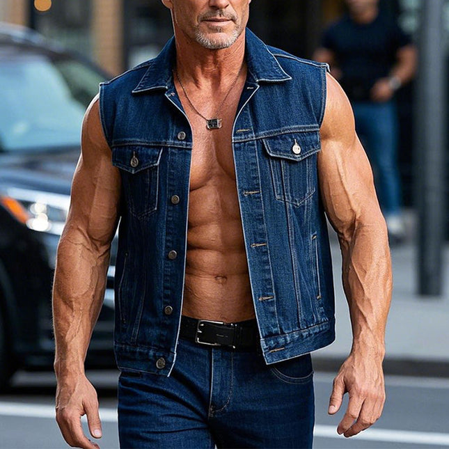 Men's Denim Vest | Sleeveless Classic | Rugged Style | Durable Fabric | High-Quality Craftsmanship | Comfortable Fit | Versatile Outerwear | Available in Multiple Sizes S-XXXL