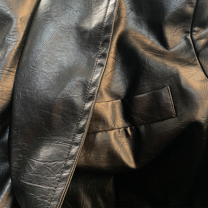 Men's Vintage Slim Fit Leather Blazer | Classic Style | High-Quality Leather | Sophisticated Tailoring | Notched Lapels | Functional Pockets | Versatile Outerwear for Casual & Formal Occasions | Timeless Design