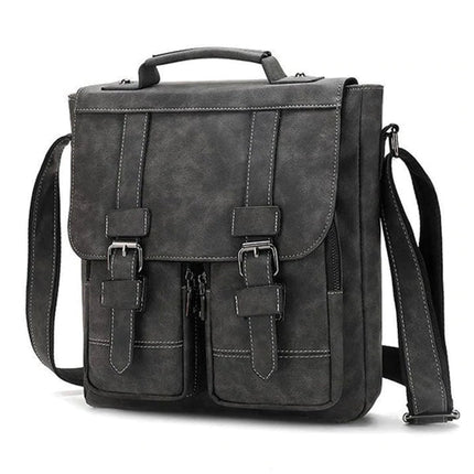 Vintage Leather Shoulder Bag | Multi-Pocket Crossbody | Waterproof PU Leather | Adjustable Strap | Travel, Work, Hiking, Shopping | Fits Mini Tablet, Umbrella, Wallet, Mobile Power | Dimension: 28cm x 8cm x 30cm