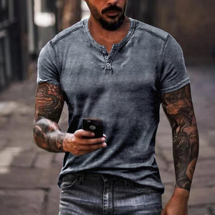 Men's Soft Polyester Henley T-Shirt | Solid Color | Short Sleeve | Casual Regular Fit | Classic Buttoned Placket | Machine Washable | Comfortable & Durable | Versatile for Casual Occasions