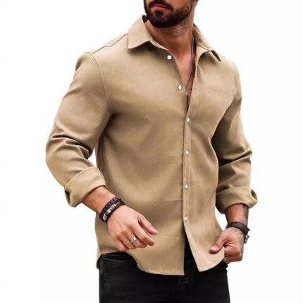 Men's Slim Fit Long Sleeve Shirt | Casual Cotton Blend | Lapel Collar | Versatile Button-Down Closure | Lightweight Breathable Fabric | Stylish Dress for Everyday Wear