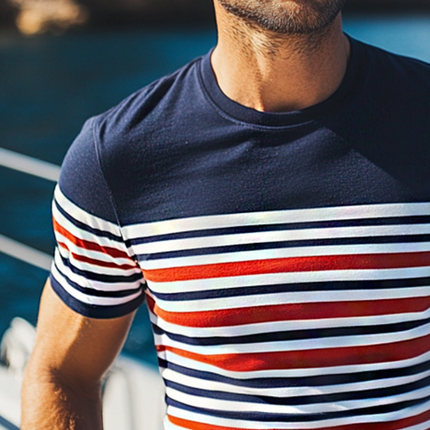 Men's Retro Striped T-Shirt | Casual Slim Fit | Short Sleeve Round Neck | Elastic Cotton Blend | Breathable & Moisture-Wicking | S-3XL | Ideal for Spring & Summer | Versatile Everyday Wear