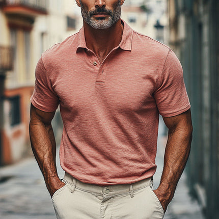 Men's Polo Shirt | Solid Color | Cotton Blend | Lapel Collar | Short Sleeve | Casual & Semi-Formal | Comfortable Fit | Durable | Versatile Wardrobe Essential