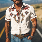 Men's Suede Short Sleeve Shirt | Retro Western Style | Embroidered | Spring & Summer Fashion | Premium Soft Suede | Contemporary Design | Hand-Stitched Details | Breathable & Comfortable | Versatile Wardrobe Essential