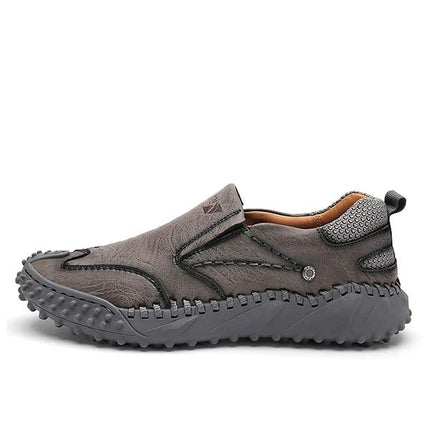 Men's Vintage Leather Slip-On Shoes | Casual Sports & Hiking | Comfortable Massaging Insole | Non-Slip Sole | Lightweight & Flexible