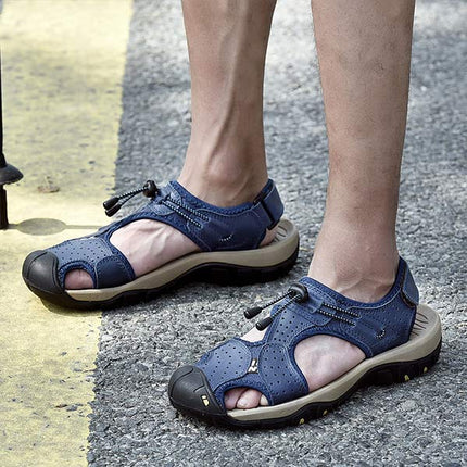 Men's Outdoor Beach Sandals | Durable Uppers | Non-Slip Outsole | Adjustable Heel Strap | Breathable Textile Lining | Toe Protection | Comfortable Everyday Wear | Summer Footwear