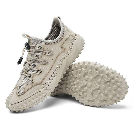 Men's All-Terrain Slip-On Hiking Sneakers | Leather & Mesh Panels | Adjustable Fit | Quick Entry | Non-Slip Sole