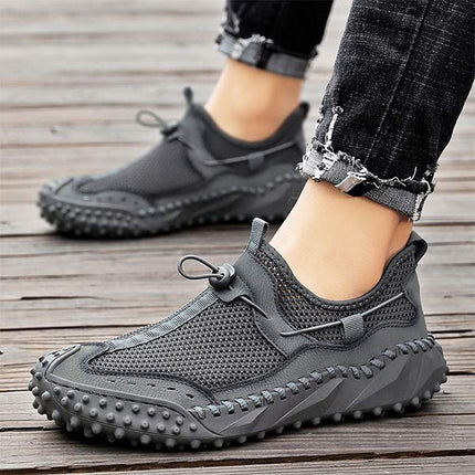 Men's All-Terrain Mesh Slip-On Hiking Sneakers | Lightweight & Breathable | Bungee Cord Closure | Flexible Non-Slip Sole | Versatile for Water & Track Activities