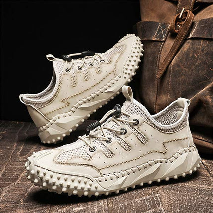 Men's All-Terrain Slip-On Hiking Sneakers | Leather & Mesh Panels | Adjustable Fit | Quick Entry | Non-Slip Sole