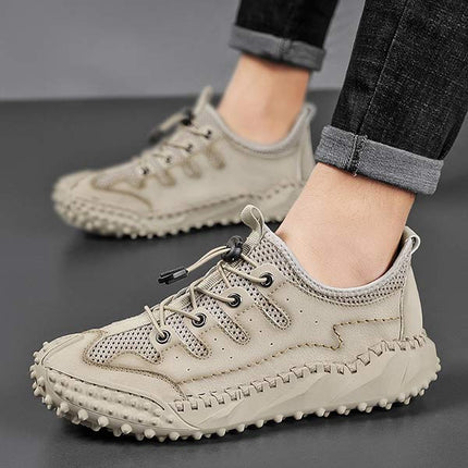 Men's All-Terrain Slip-On Hiking Sneakers | Leather & Mesh Panels | Adjustable Fit | Quick Entry | Non-Slip Sole