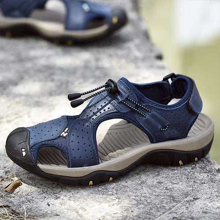 Men's Outdoor Beach Sandals | Durable Uppers | Non-Slip Outsole | Adjustable Heel Strap | Breathable Textile Lining | Toe Protection | Comfortable Everyday Wear | Summer Footwear