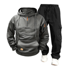 Men's Activewear Set | Hooded Sweatshirt with Long Sleeves & Kangaroo Pocket | Cotton Blend Cargo Pants with Drawstring & Multiple Pockets | Solid Color | Relaxed Fit | Ideal for Casual & Outdoor Wear
