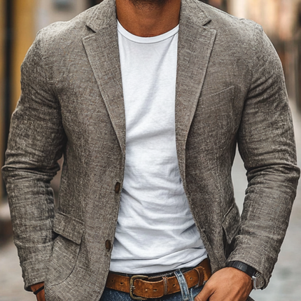 Men's Blazer | Cotton Linen Blend | Notch Lapel | Single-Breasted | Slim Fit | Casual & Dressy | Versatile Outerwear | Lightweight & Comfortable | Functional Pockets | Multiple Sizes