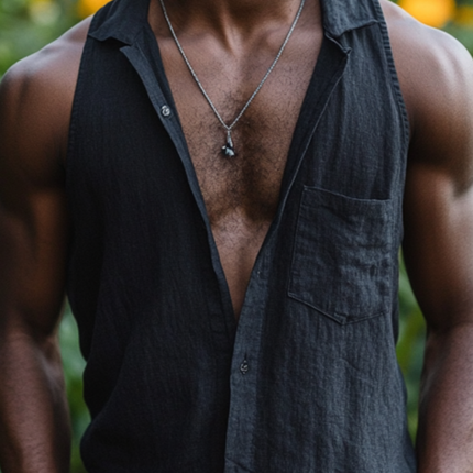 Men's Slim Fit Sleeveless Shirt | Cotton Linen Blend | Casual Lapel Collar | Breathable Summer Top | Patch Pocket Detail | Lightweight & Stylish | Versatile & Comfortable