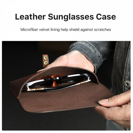 Men's Glasses Case | Portable Travel Eyewear Storage | Top Layer Cowhide | Compact & Durable Design | Secure Closure | Scratch & Dust Protection | Versatile for Sunglasses & Prescription Glasses | Ideal Commuting Companion