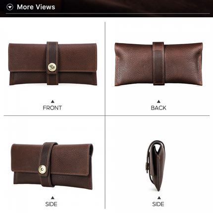 Handmade Glasses Storage Bag for Men | Top Layer Cowhide | Magnetic Buckle | Portable Eyewear Case | Luxury Protective Interior | Compact Design | Artisanal Eyewear Holder | Durable Leather