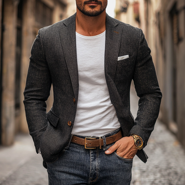 Men's Linen Blazer | Notch Lapel | Single-Breasted | Slim-Fit | Casual Outerwear | Lightweight & Breathable | Versatile Style | Elegant & Modern Design | Multiple Sizes Available