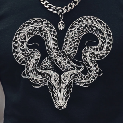 Men's Snake Embroidery T-Shirt | Cotton Round Neck | Slim Fit Short Sleeve | Casual Edgy Style | Bold Statement Tee | Black | Comfortable Breathable Fabric | Versatile Casual Wear | Multiple Sizes Available