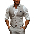 Men's Slim Fit Suit Vest | Casual Linen | V-Neck | Single-Breasted Style | Adjustable Back Strap | Breathable Fabric | Functional Welt Pockets | Versatile for Smart-Casual Outfits | Multiple Sizes Available