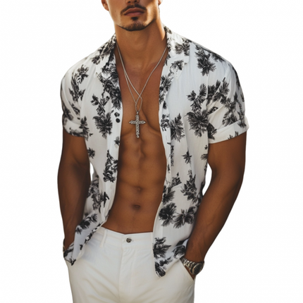 Men's Casual Shirt | Printed Lapel | Loose Fit | Short Sleeve | Vibrant Designs | Breathable Fabric | Summer Beachwear | Stylish Collar | Easy Care | Multi-Size Options | Ideal for Casual Outings