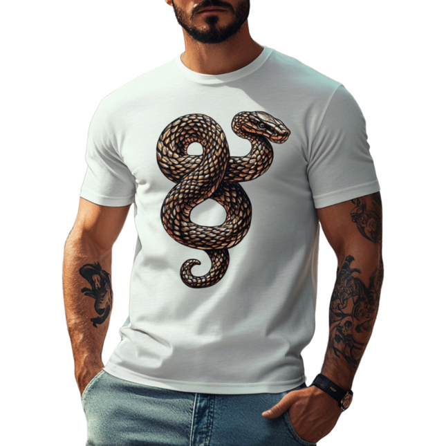 Men's Cotton T-Shirt | Snake Embroidery | Round Neck | Loose Fit | Short Sleeve | Casual Comfortable | Trendy Bold Style | Soft Breathable Fabric | Versatile All-Day Wear | Easy Care