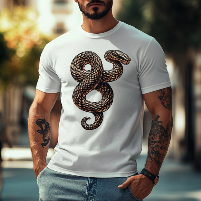 Men's Cotton T-Shirt | Snake Embroidery | Round Neck | Loose Fit | Short Sleeve | Casual Comfortable | Trendy Bold Style | Soft Breathable Fabric | Versatile All-Day Wear | Easy Care