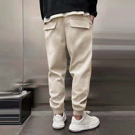 Men's Plush Polyester Casual Sports Pants | Elastic Waist with Drawstring | Loose Fit with Side/Back Pockets | Durable and Comfortable for Sports & Activities | Machine Washable