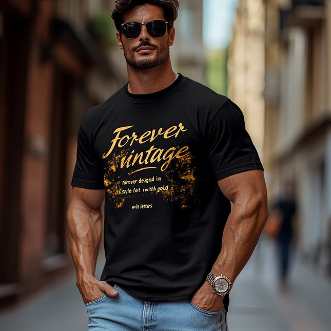 Men's T-Shirt | Letter Print | Short Sleeve | Cotton | Casual Style | Crew Neck | Relaxed Fit | Comfortable | Breathable | Graphic Design | Versatile Wardrobe Essential | Available in Multiple Sizes