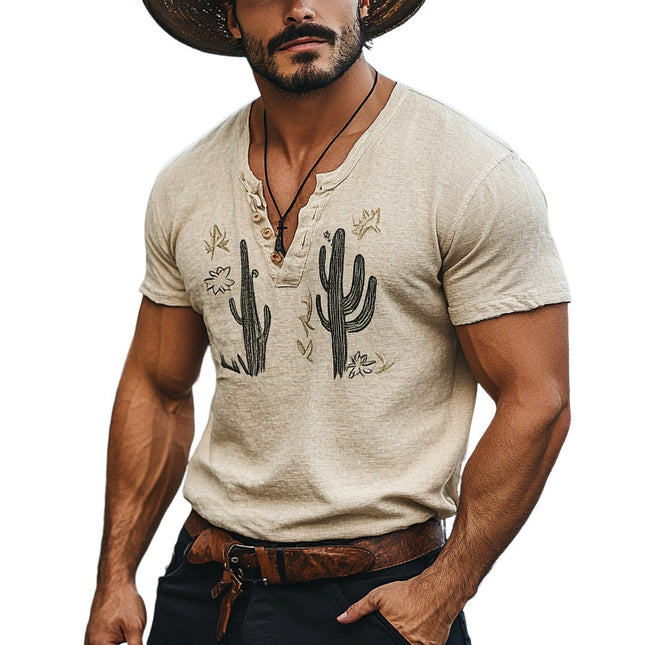 Men's T-Shirt | Casual Cactus Print | Short Sleeve | Cotton Fabric | Relaxed Fit | Round Neckline | Durable Double-Stitched | Nature-Inspired Design | Trendy Urban Style