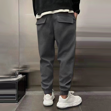 Men's Plush Polyester Casual Sports Pants | Elastic Waist with Drawstring | Loose Fit with Side/Back Pockets | Durable and Comfortable for Sports & Activities | Machine Washable
