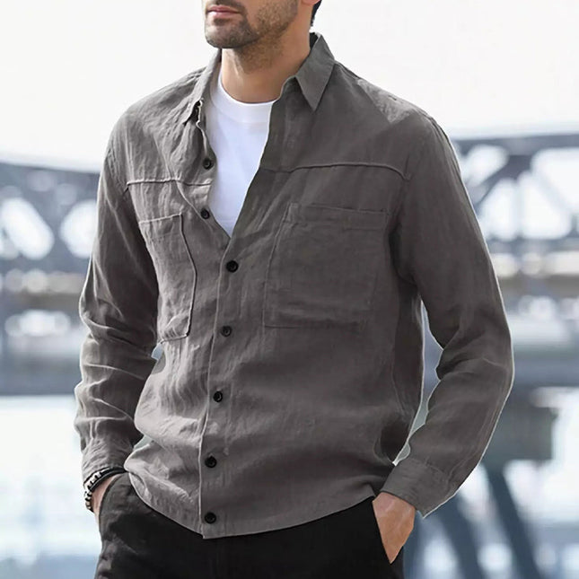 Men's Ice Silk Shirt | Casual Long Sleeve | Wrinkled Texture | Skin-Friendly | Lightweight & Breathable | Moisture-Wicking | Button-Up | Turn-Down Collar | Smart Casual | Multiple Sizes | Ideal for Warm Weather