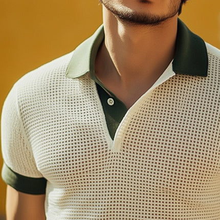 Men's Polo Shirt | Summer Colorblock Plaid Design | Short Sleeve | Breathable Cotton Polyester Blend | Casual & Semi-Formal Wear | S-3XL | Classic & Modern Style