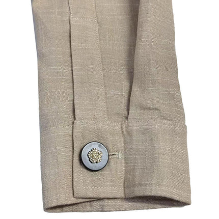 Men's Linen Shirt | Casual Long Sleeve | Embroidered Lapel | Loose Fit | Breathable Fabric | Button-Up | Lightweight | Versatile Styling | Multiple Sizes
