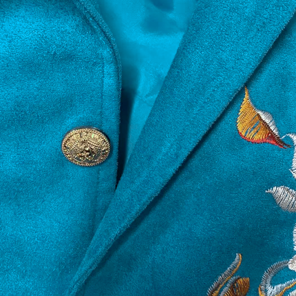 Men's Slim Fit Western Style Blazer | Classic Retro Suede | Embroidered Sheepskin | Casual & Semi-Formal Outerwear | Tailored Notched Lapel Design | Versatile Fashion Piece for All Occasions