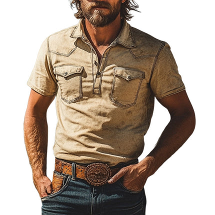 Men's Cotton Short Sleeve Shirt | Multi-Pocket | Lapel Collar | Casual Style | Breathable & Durable | Versatile Colors | Ideal for Everyday Wear | Modern Comfort | Practical Design
