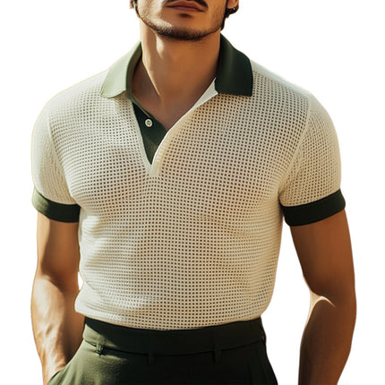 Men's Polo Shirt | Summer Colorblock Plaid Design | Short Sleeve | Breathable Cotton Polyester Blend | Casual & Semi-Formal Wear | S-3XL | Classic & Modern Style