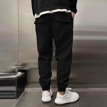 Men's Plush Polyester Casual Sports Pants | Elastic Waist with Drawstring | Loose Fit with Side/Back Pockets | Durable and Comfortable for Sports & Activities | Machine Washable