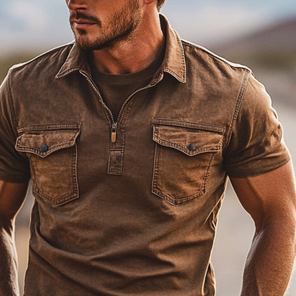 Men's Vintage Distressed Denim Shirt | Long Sleeve | High-Quality Material | Rugged Charm | Versatile Style | Classic Vintage Look | Comfortable Fit | Casual or Dressy Wear | Tailored for Timeless Fashion