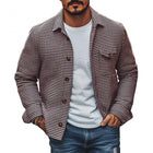 Men's Houndstooth Shirt Jacket | Vintage Lapel Design | Single Breasted Closure | Classic Outerwear | Versatile Layering | Stylish and Practical | Casual & Semi-Formal Wear | Comfortable Fit | Functional Pockets