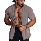 Men's Solid Color Three-quarter Sleeve Cardigan | Casual Lightweight Outerwear | Comfortable Soft Fabric | Versatile Layering | Timeless Style
