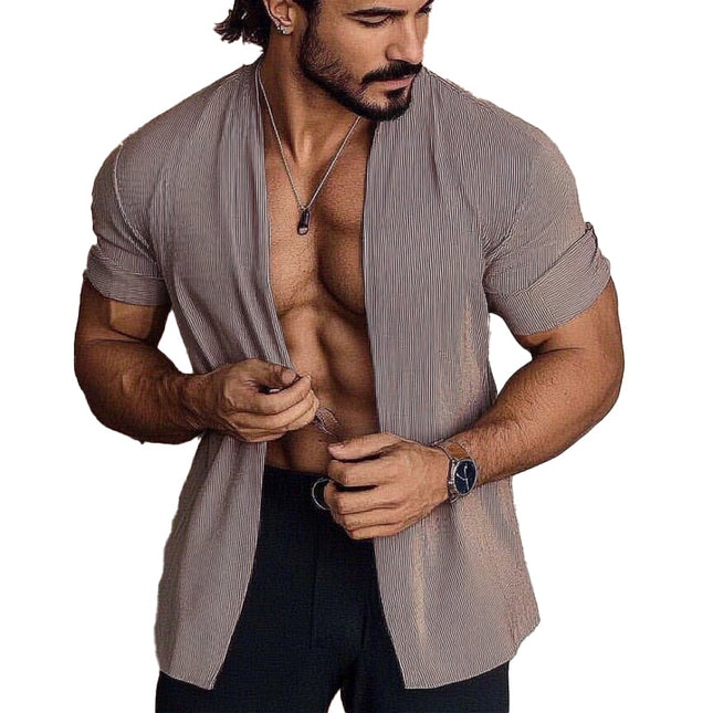 Men's Solid Color Three-quarter Sleeve Cardigan | Casual Lightweight Outerwear | Comfortable Soft Fabric | Versatile Layering | Timeless Style