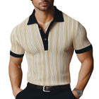 Men's Polo Neck T-Shirt | Vertical Striped | Knitted Fabric | Summer Classic | Tailored Fit | Short Sleeve | Sizes S-3XL | Breathable & Machine Washable | Casual & Smart-Casual Apparel