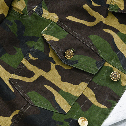 Men's Camouflage Canvas Jacket | Retro Wear | Lapel Collar | Classic Design | Durable Comfortable Outerwear | Timeless Style | Versatile Outfit | Perfect All-Seasons Fashion