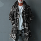 Men's Camouflage Trench Coat | Lapel Collar | Single Breasted | Mid-Length | Cargo Pockets | Durable Fabric | Adjustable Cuffs & Waist | Weather-Resistant | Outdoor Jacket | Sizes S to XXXL