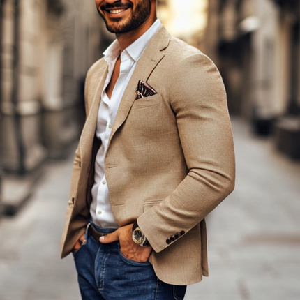 Men's Casual Blazer | Notch Lapel | Two Buttons | Long Sleeve | Versatile Fit | Cotton Polyester Blend | Classic Design | Tailored Look | Formal Semi-Formal | Available in Multiple Sizes