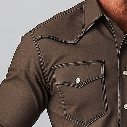 Men's Solid Color Long Sleeve Shirt | Summer Western Style | Blended Fabric | Modern Fit | Breathable & Comfortable | Casual & Formal Wear | Durable Material | Tailored Design