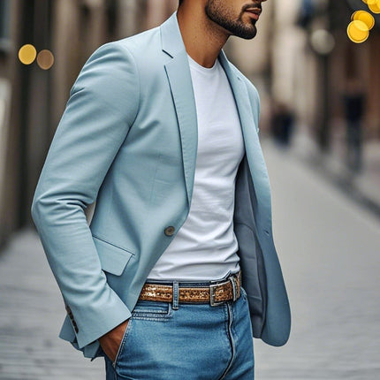 Men's Slim Fit Blazer | Breathable Cotton | Notched Lapel | Single Breasted | Casual to Formal Wear | Versatile Jacket with Pockets | Easy Care | Stylish & Comfortable | Ideal for Office & Weekend Outings
